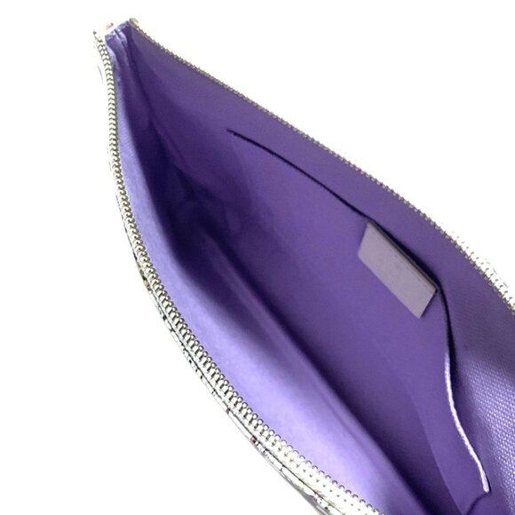 GUCCI Kris Knight Flora Beige Green Red Leather Pouch 354-032925 - Picture 4 of 5